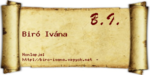 Biró Ivána névjegykártya